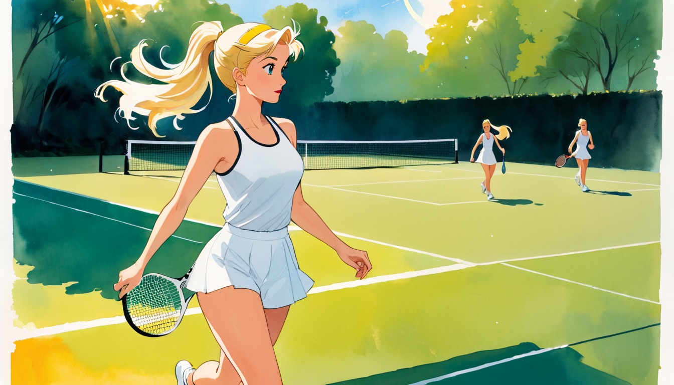 Nancy Drew finishes up a tennis match at her tennis